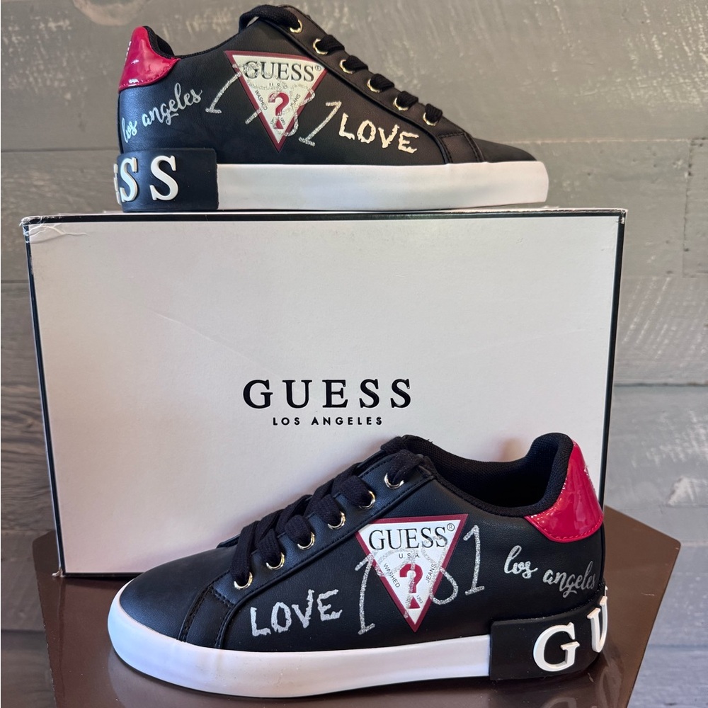 Guess Black Sneakers with Pink Accents